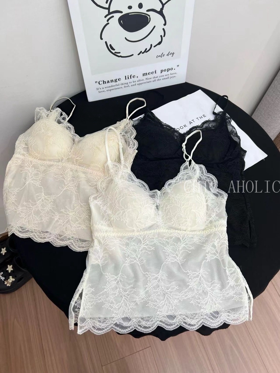 MAR45兩截式羽毛蕾絲美背bra