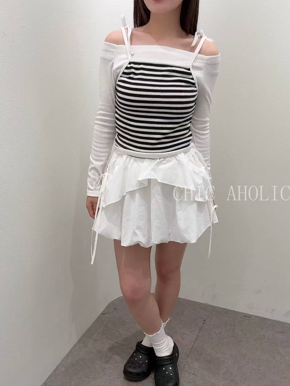 TTT40荷葉綁結褲裙