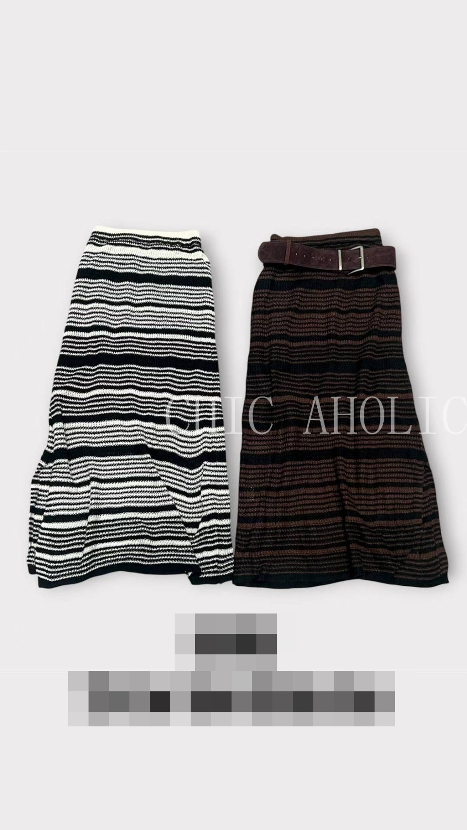 YY31黑咖條紋鉛筆裙 