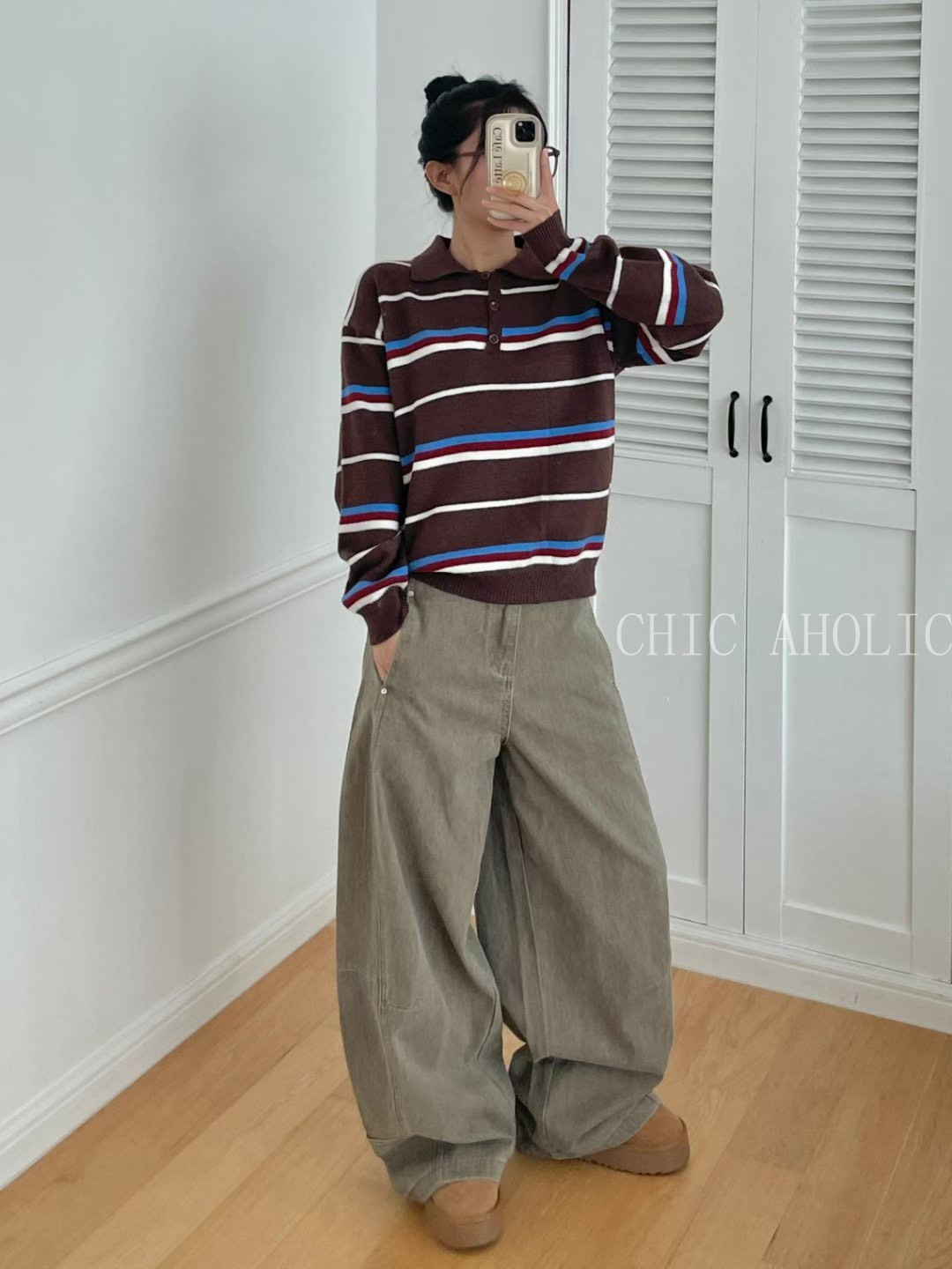 NOV11灰綠色彎刀褲