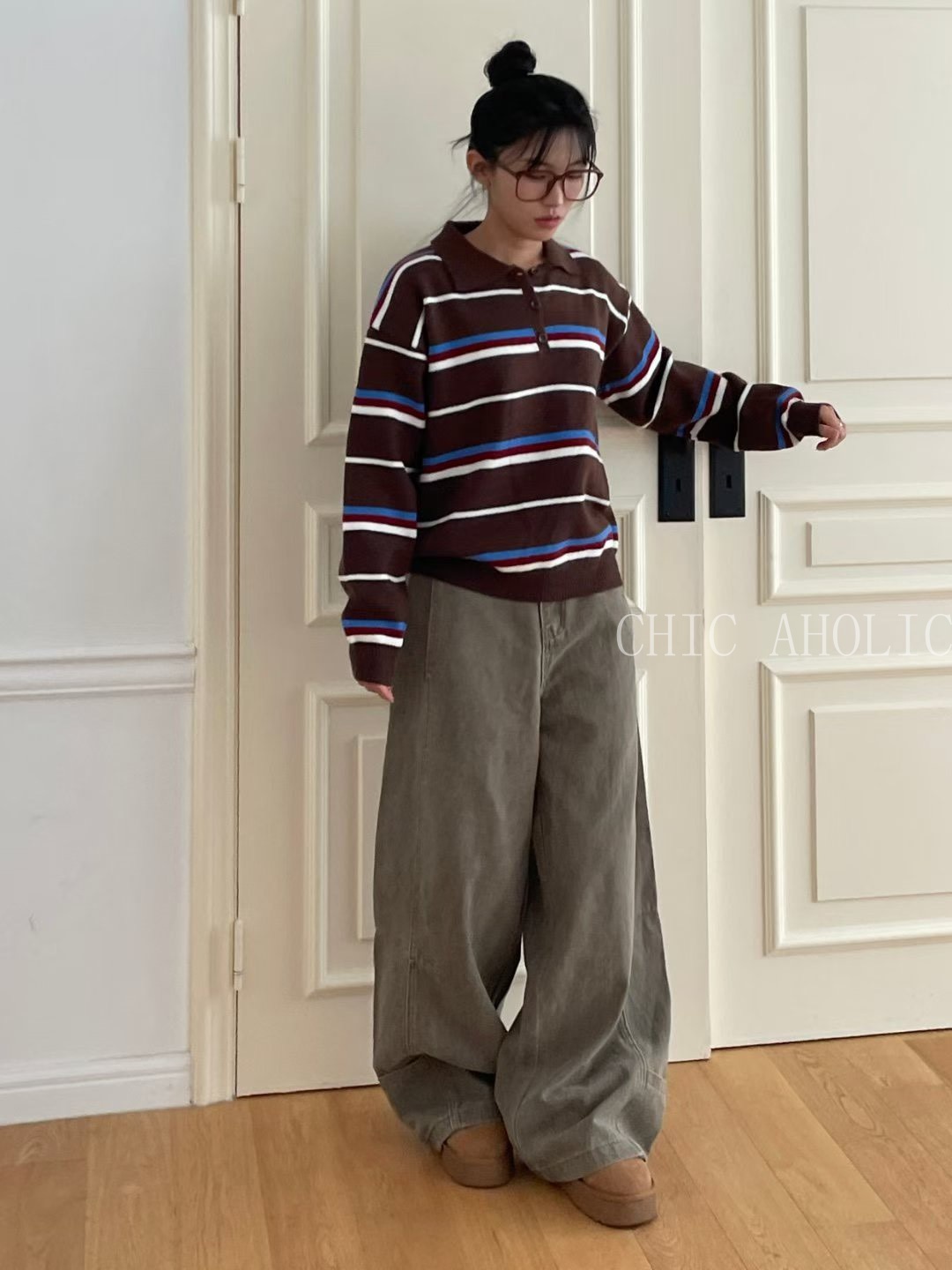 NOV10針織紅藍條紋POLO衣