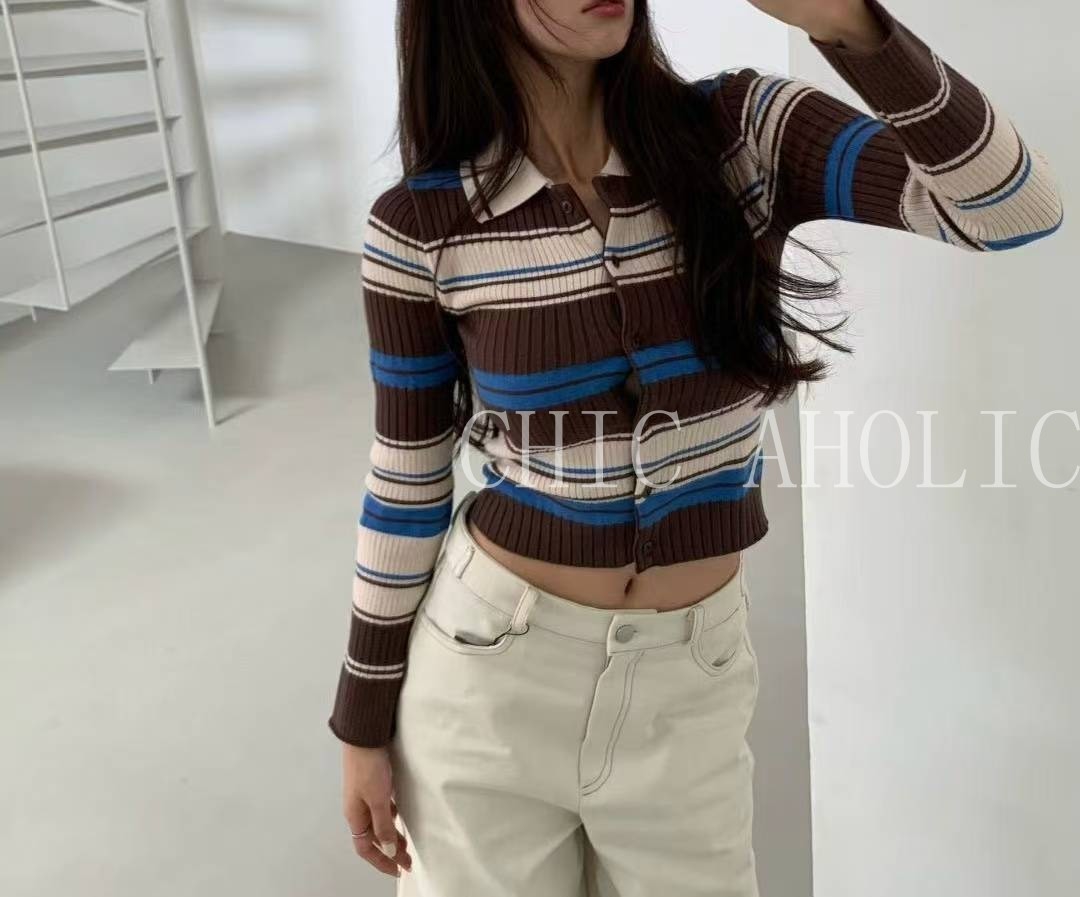 WN33咖藍白底POIO羊毛小版衣