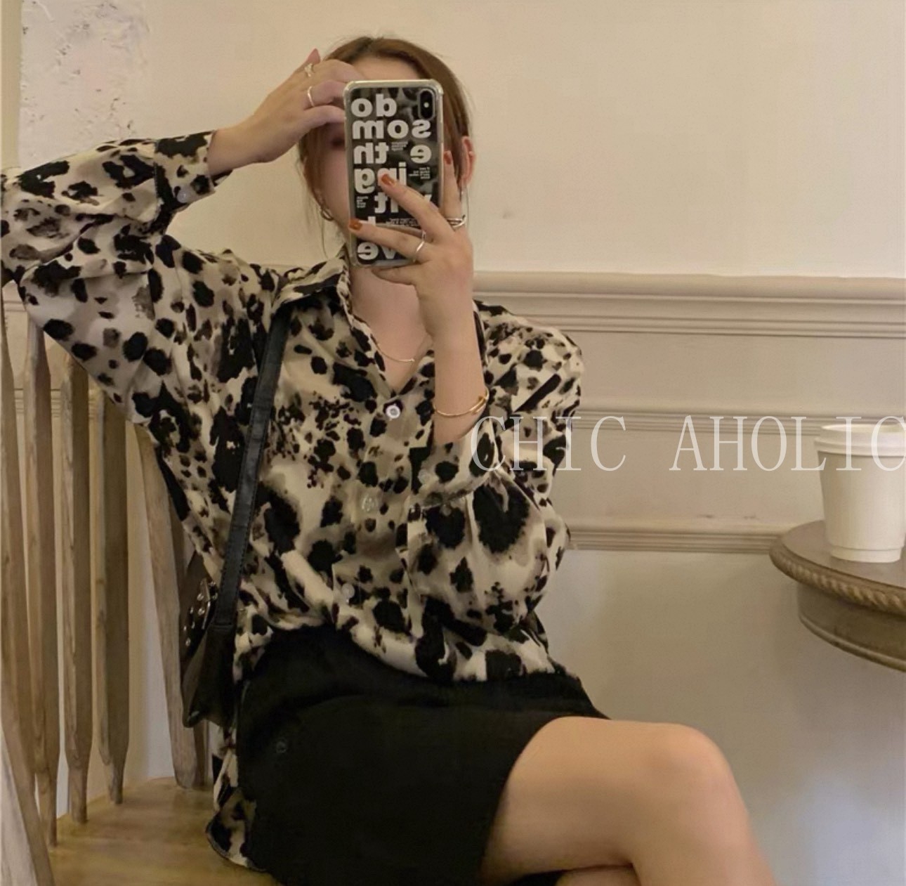 WN15黑白豹歐美襯衫