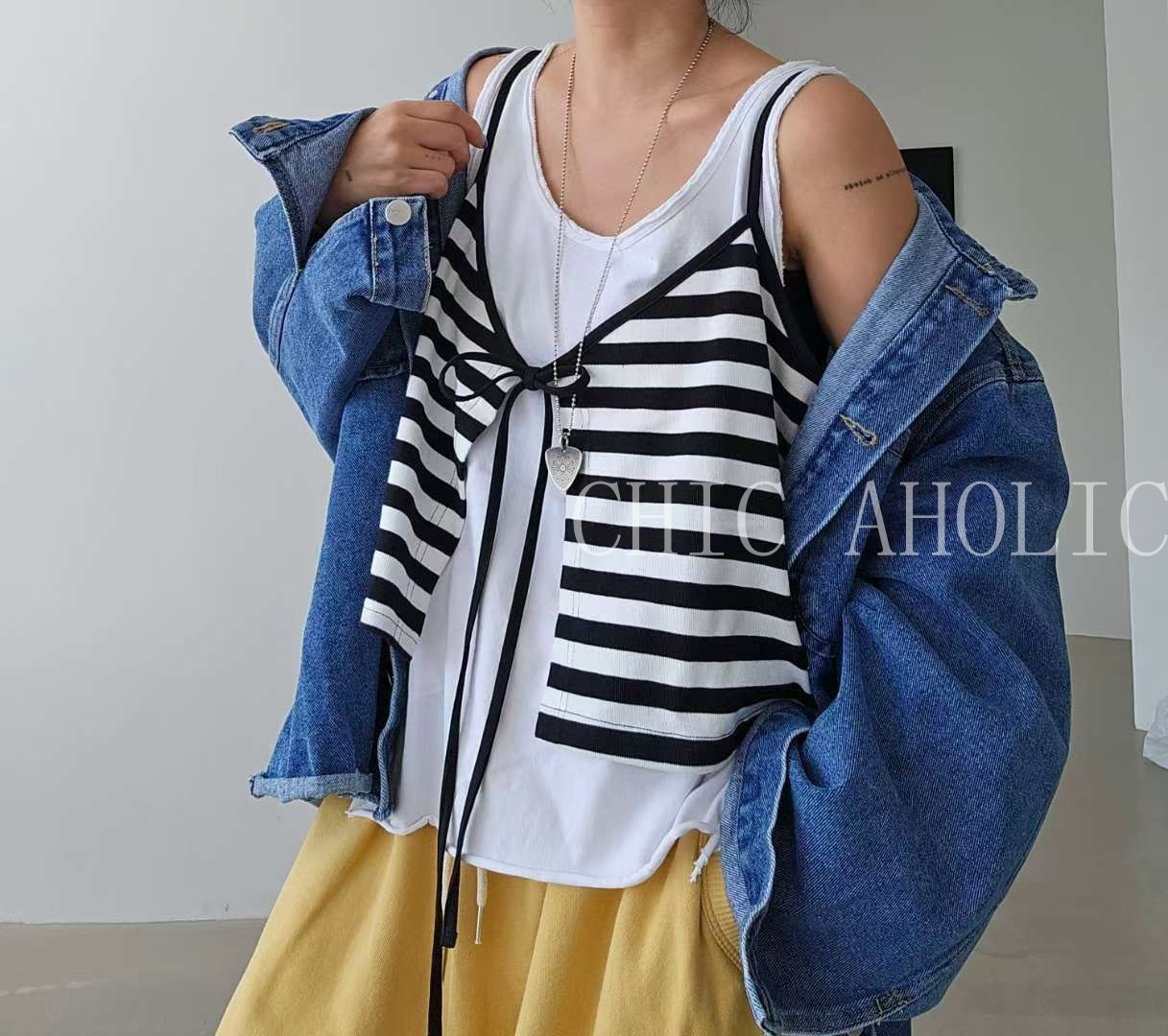 WN35前綁結條紋背心