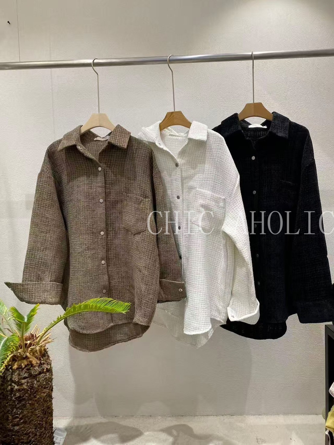 WN41灰點格紋小香襯衫