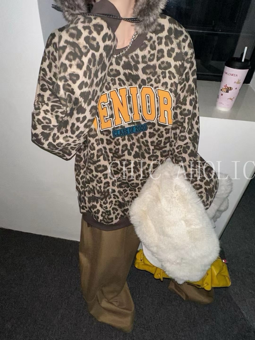 WN46豹紋senior大學T