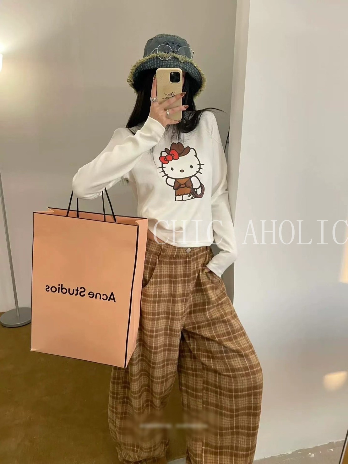 WN56牛仔咖啡KITTY上衣