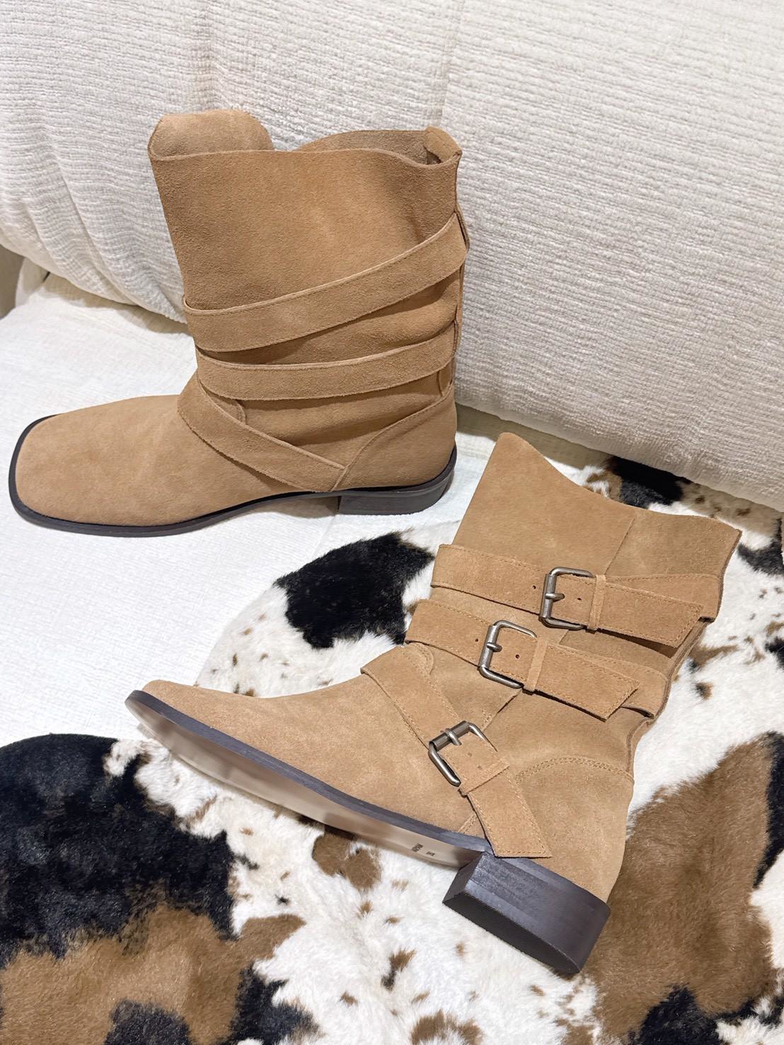 WN61真皮鬆弛中筒靴