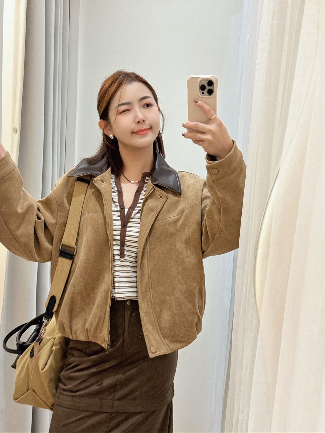 CA10皮革領布勞森外套  