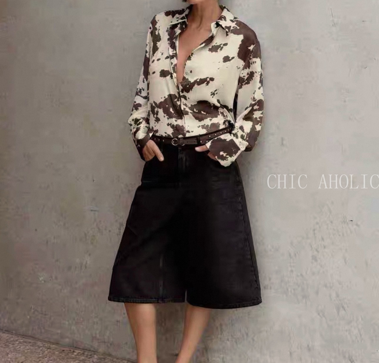 CA54乳牛咖歐美襯衫 