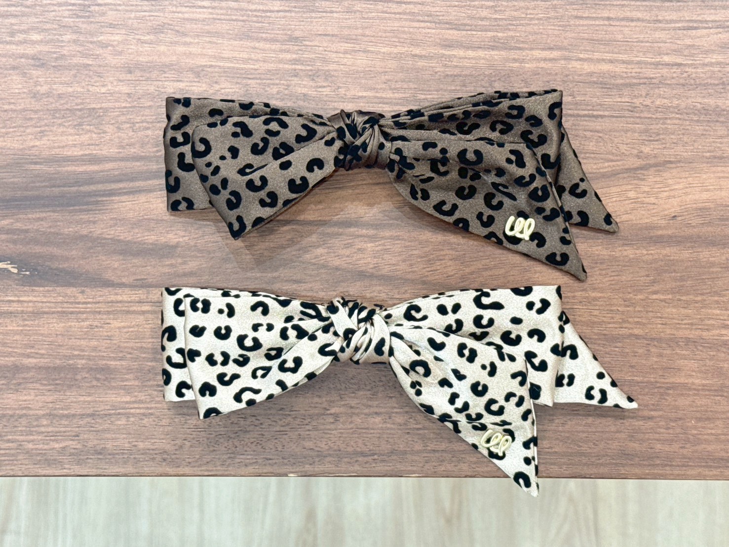 CA60金字豹紋蝴蝶結髮夾  