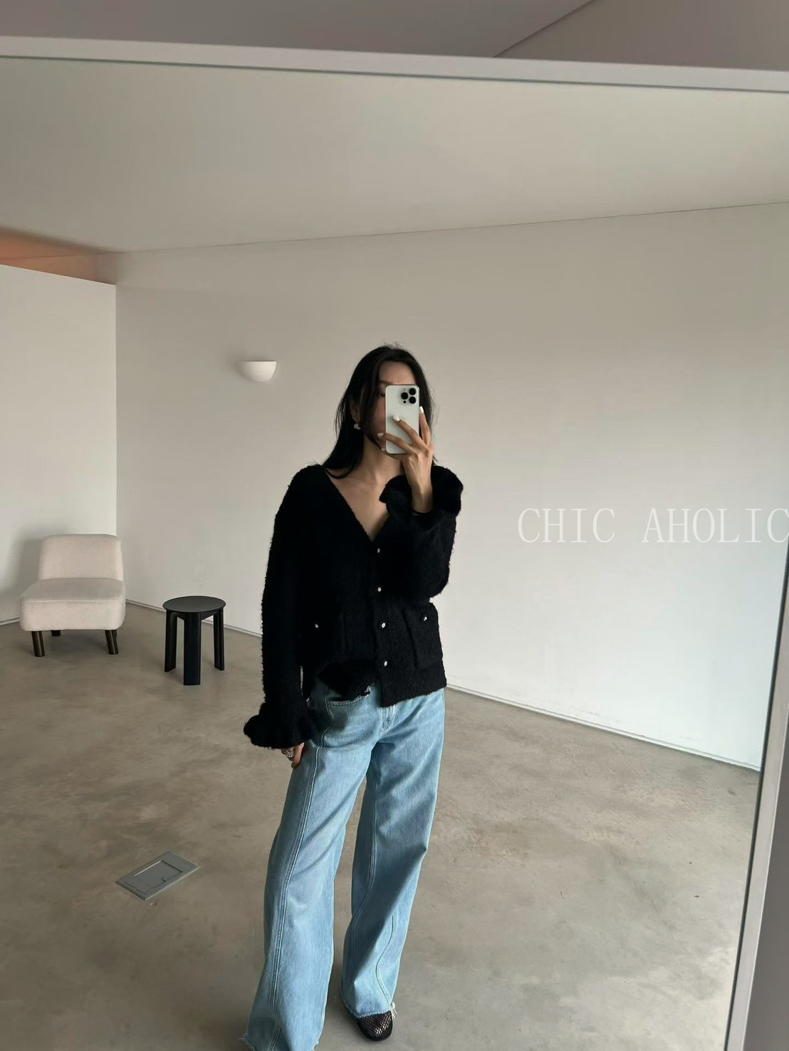 HH12傘袖羊毛40%針織外套