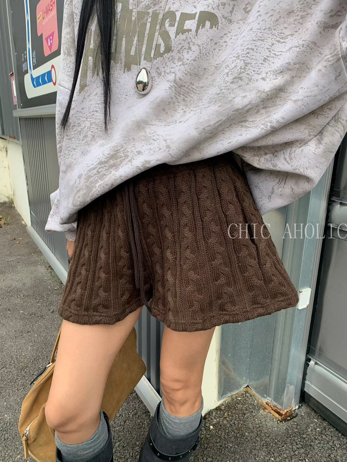 HH18麻花捲針織短褲  