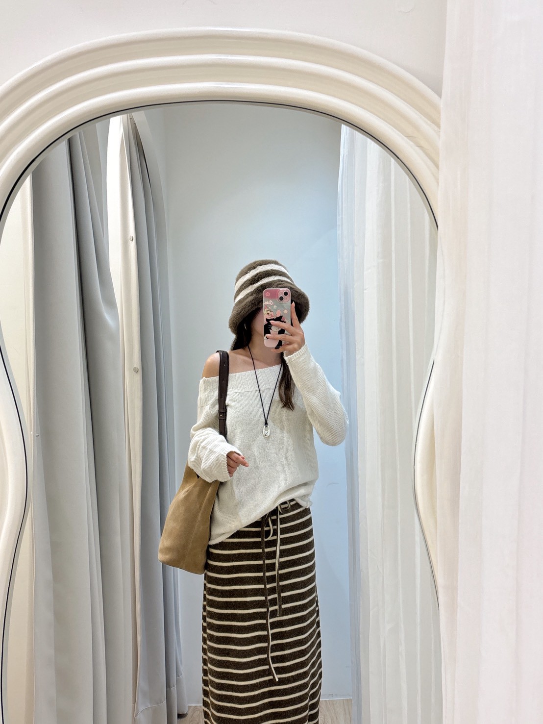 HH23美式顏色休閒條紋長裙