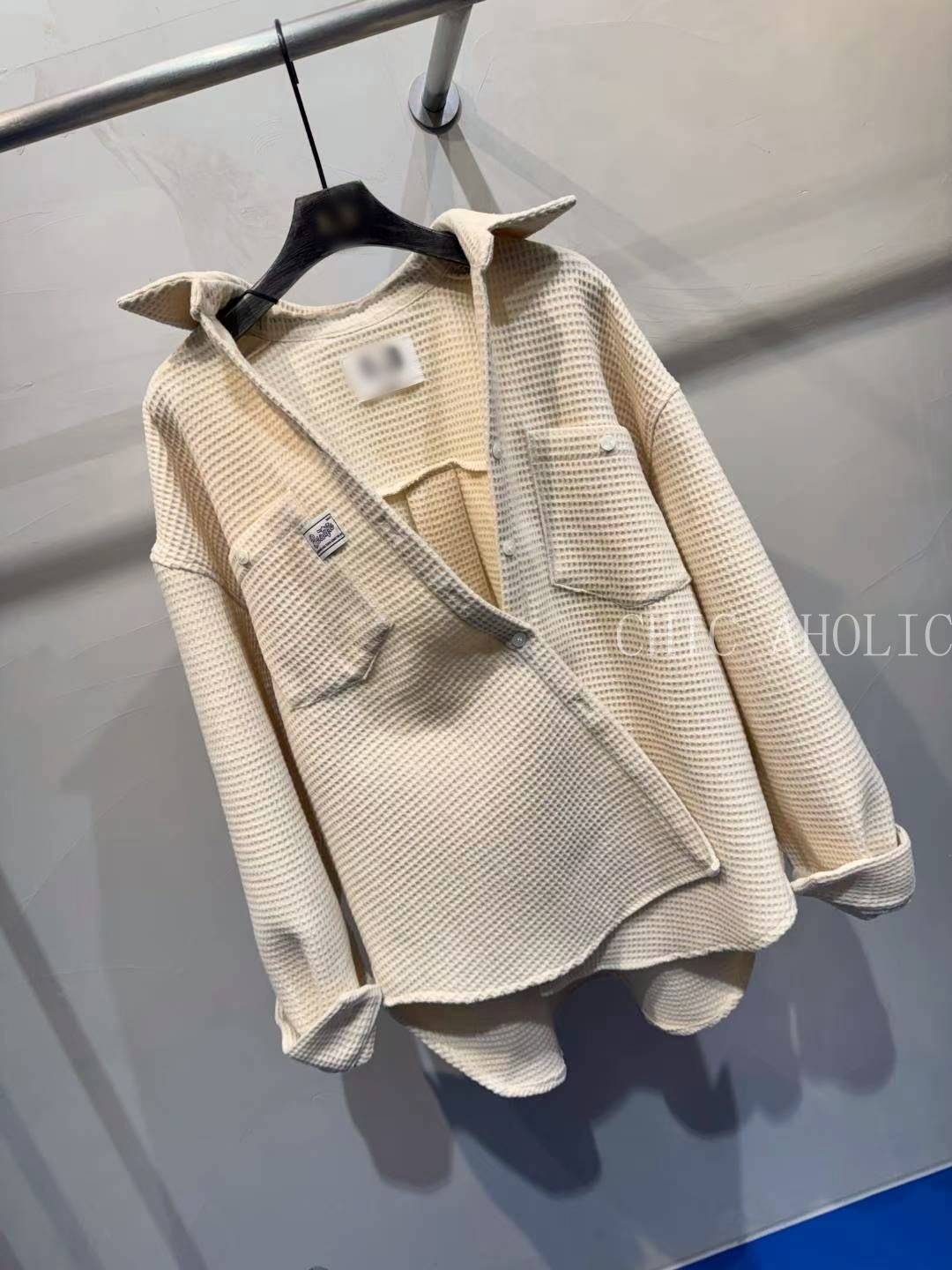 HH37字標雙口袋毛呢襯衫  