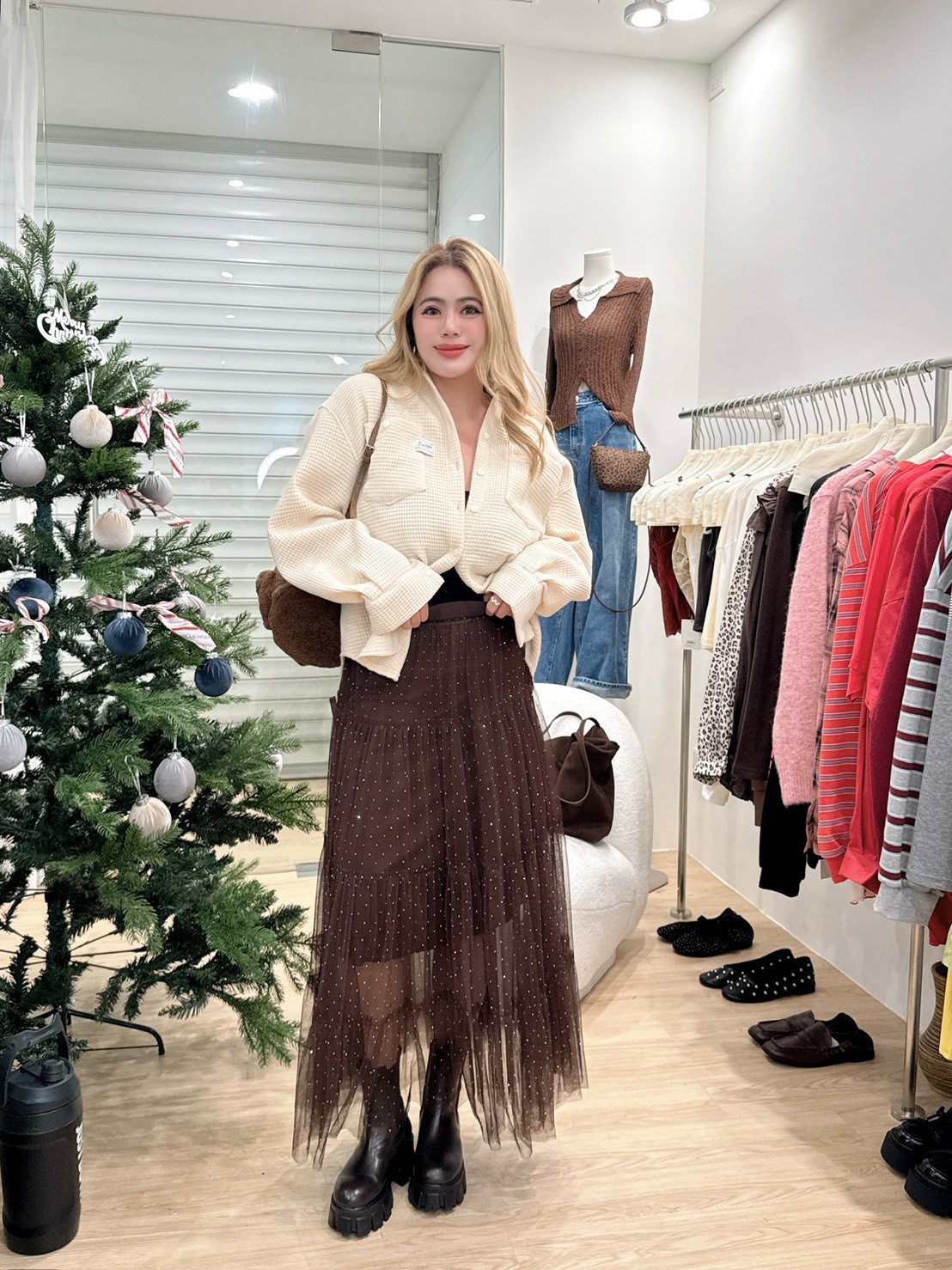 HH38全亮鑽紗質長裙