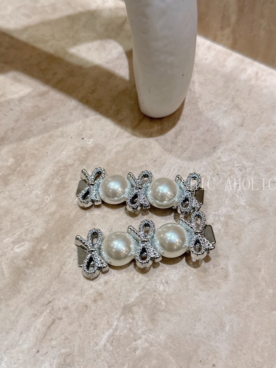 HH53珍珠銀花邊夾（短/單隻）