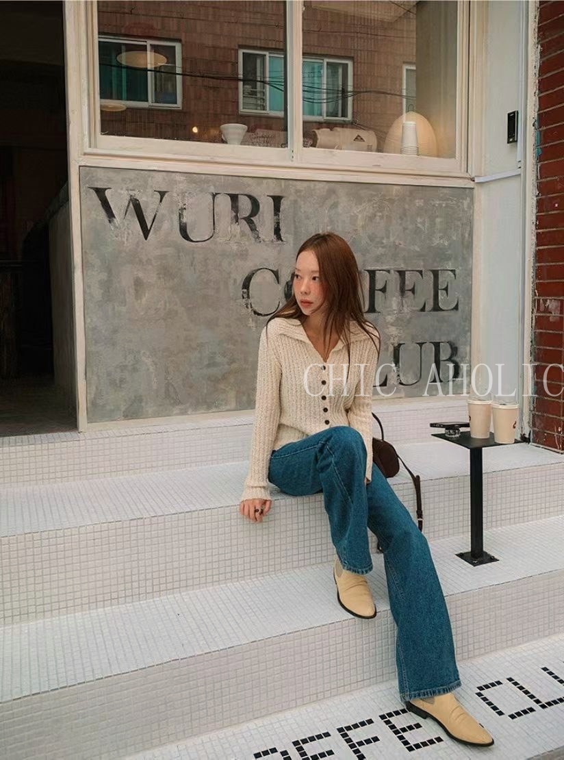 HH68混色襯衫領針織衣