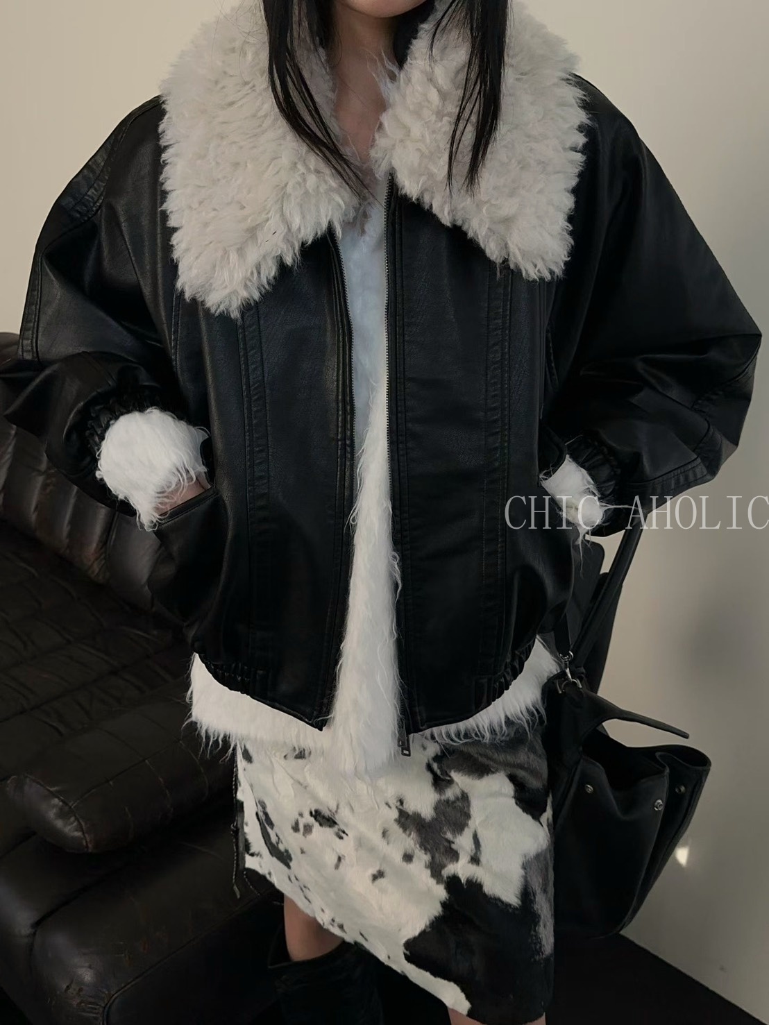 DEC13皮草毛領皮外套