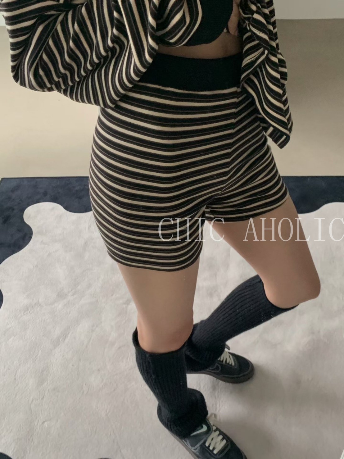 DEC28磨毛感條紋短褲