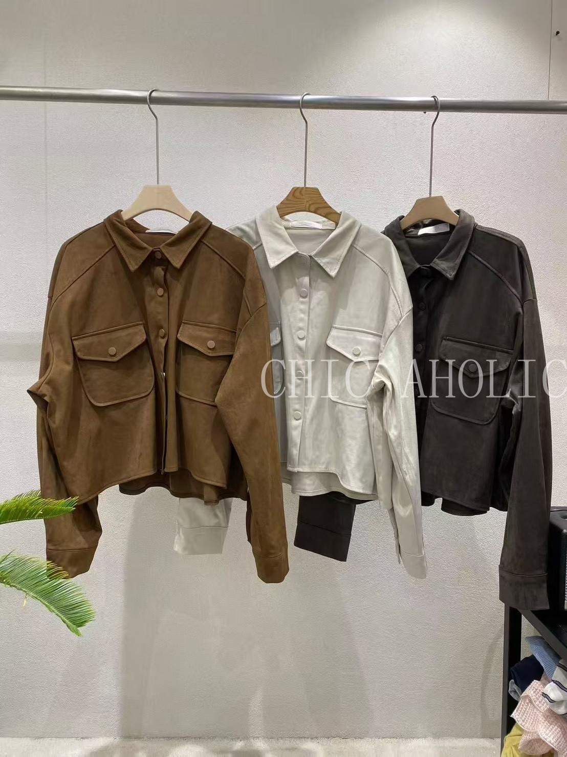 DEC17飛鼠袖尖口袋麂皮襯衫