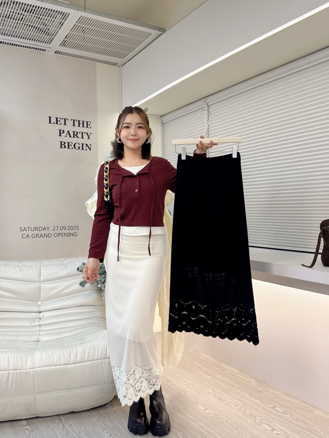 DEC45假兩件白邊綁帶小外套