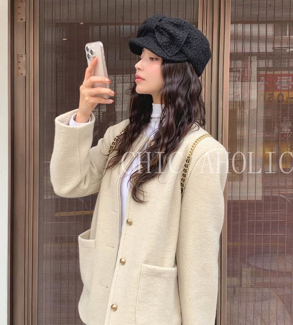 DEC08毛呢小香蝴蝶結帽