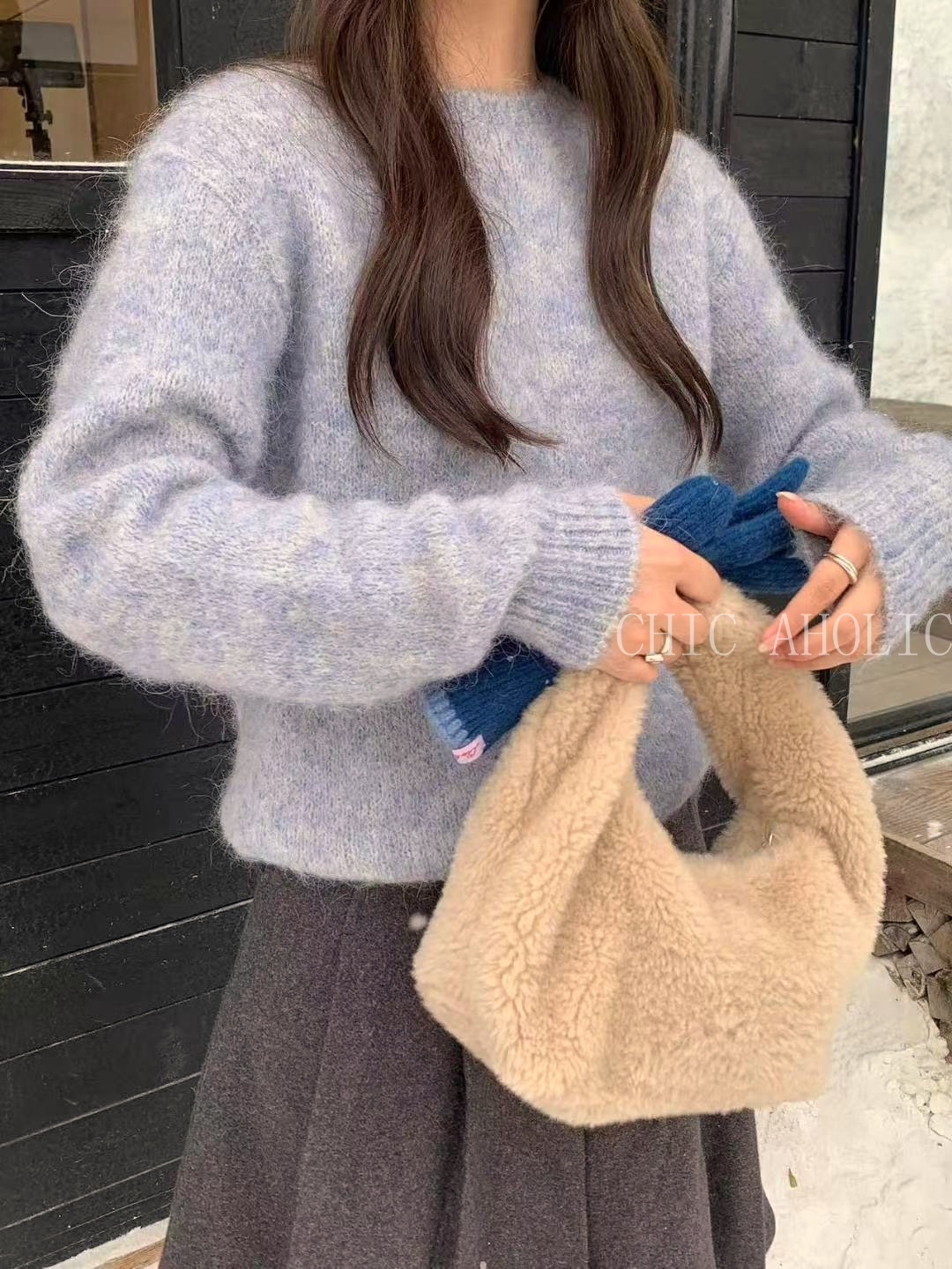 DEC12皮草毛毛手提包