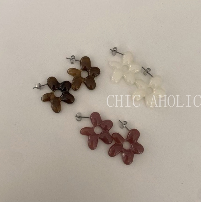 DEC62石紋小花耳環