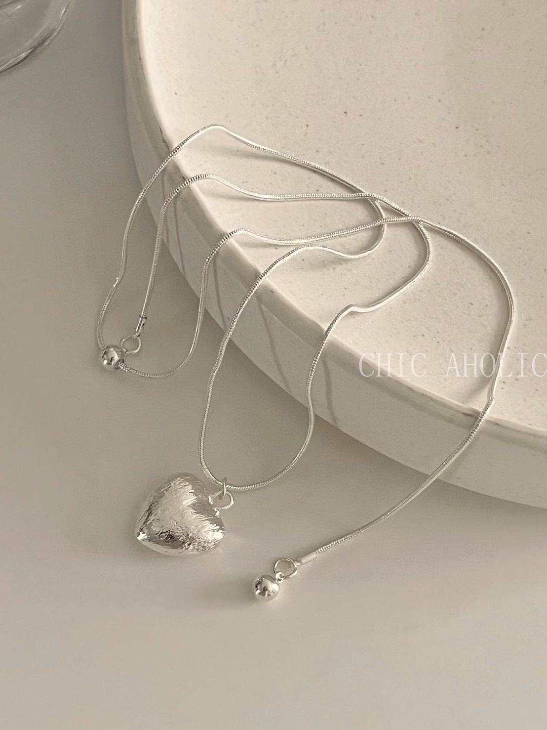 DEC64錫箔愛心Y字項鍊