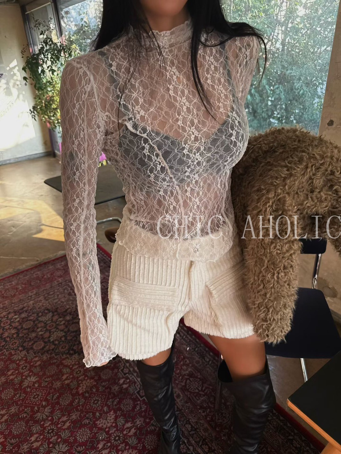 DEC21雙S腰線蕾絲打底衣