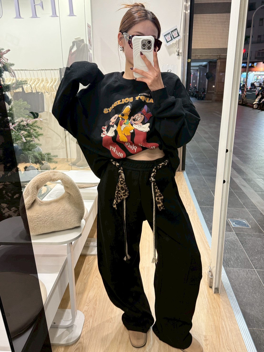 ME34豹紋綁帶休閒褲