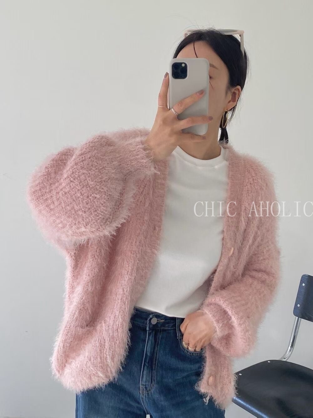 ME38毛海感垂墜口袋外套 