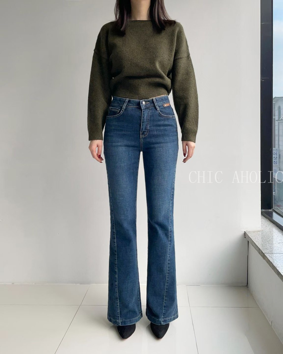 FU21冬新款喇叭牛仔褲