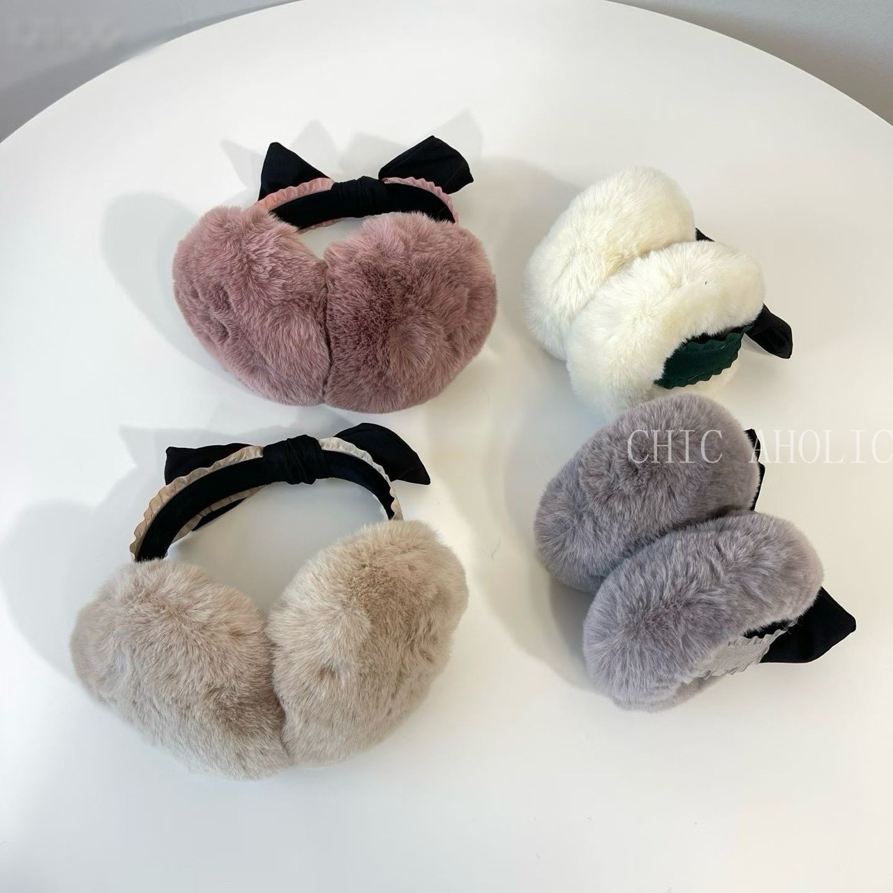 FU29黑蝴蝶結毛耳罩(蝴蝶結可拆)