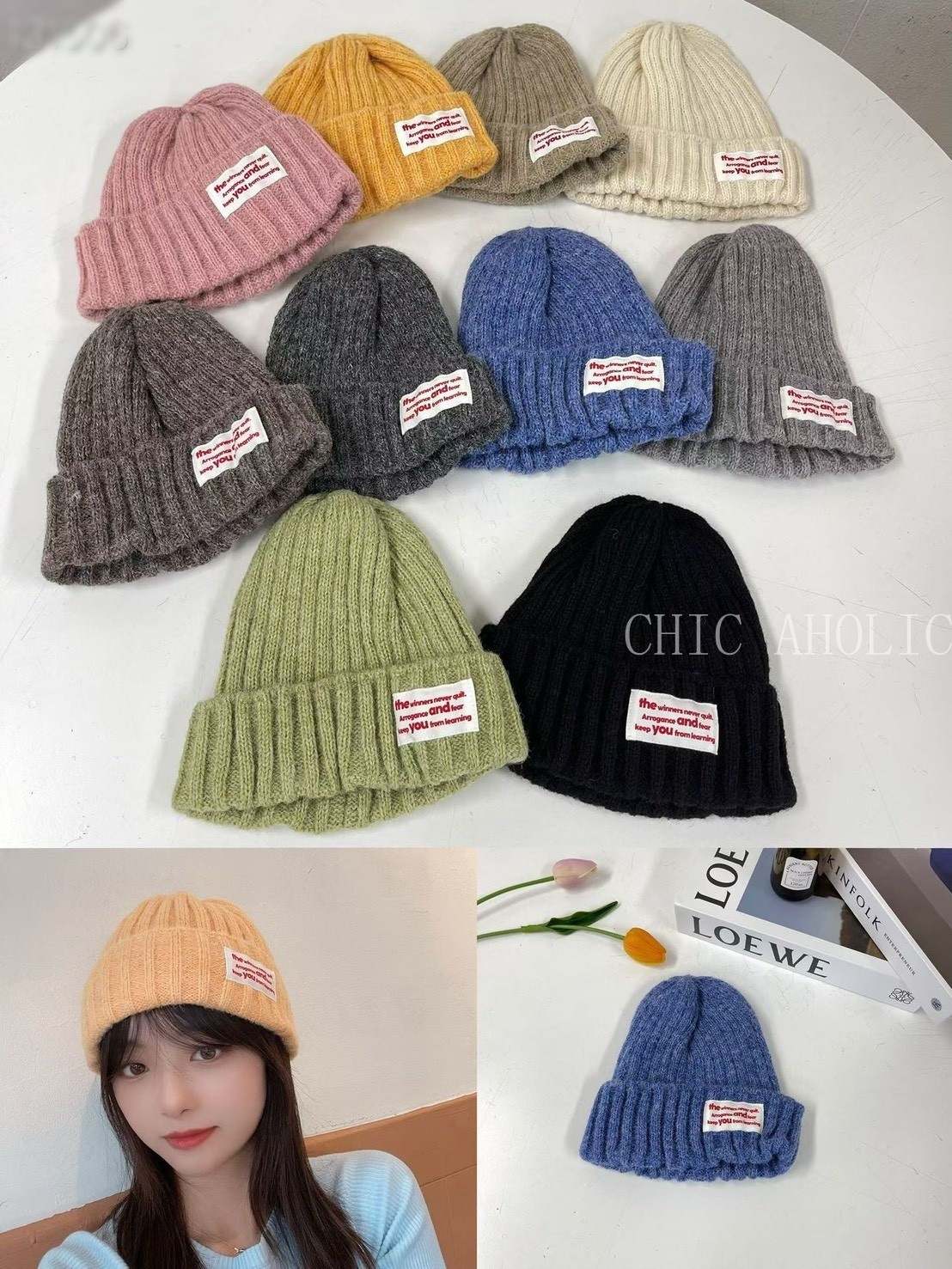 FU33紅字貼布個性毛帽