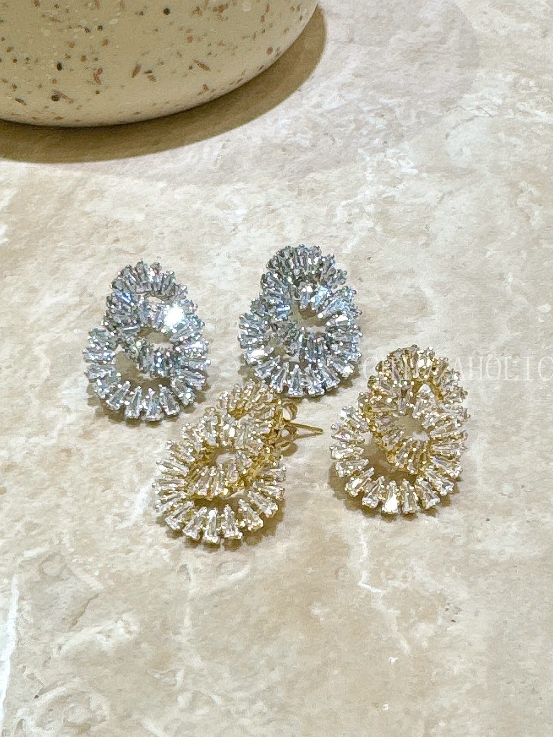 FU57雙圈長水晶耳環