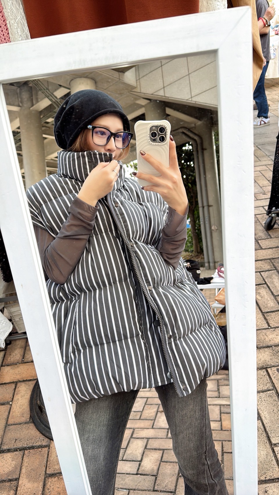 xmas08直條紋羽絨背心