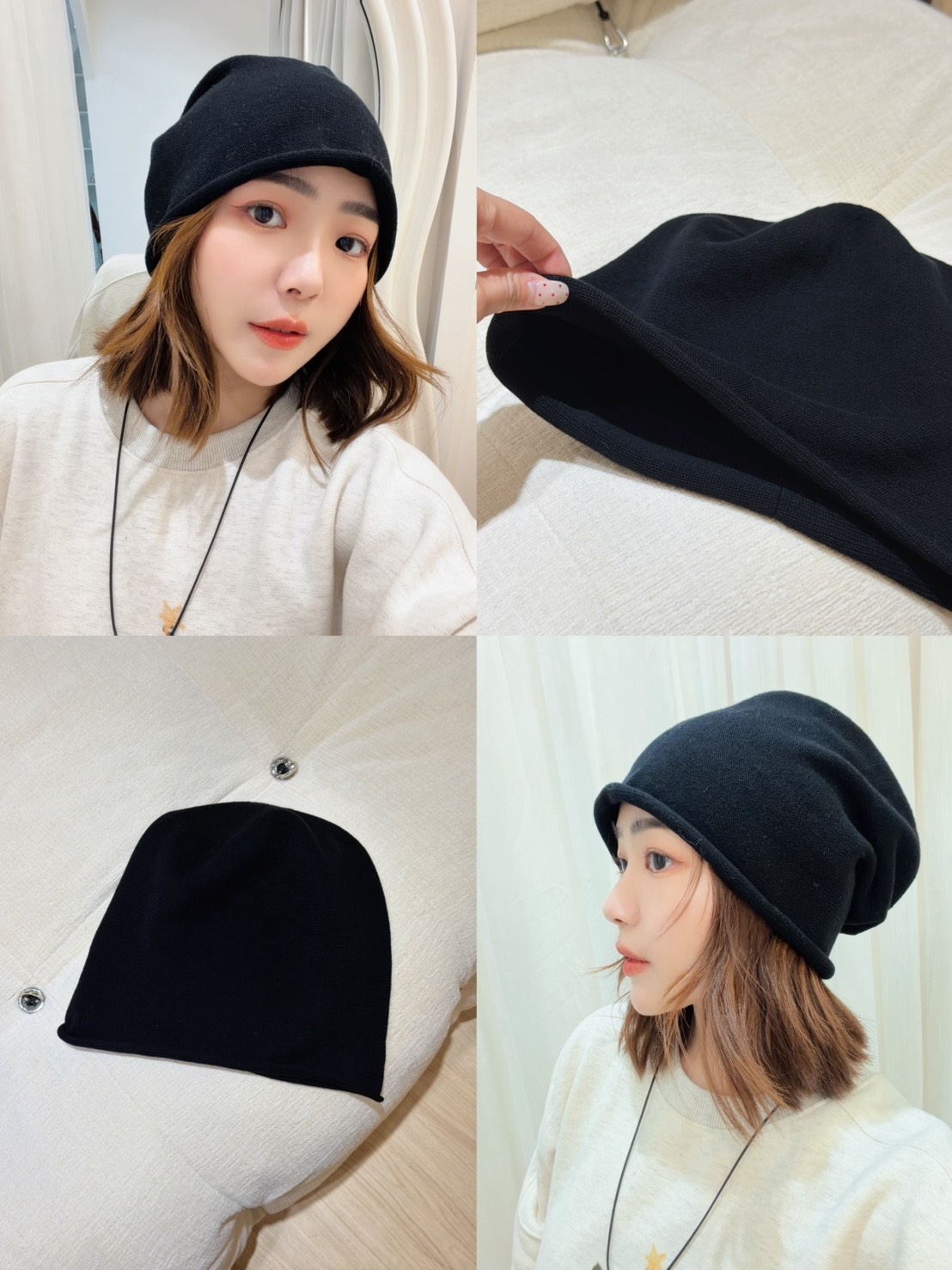 xmas14純黑針織流浪帽