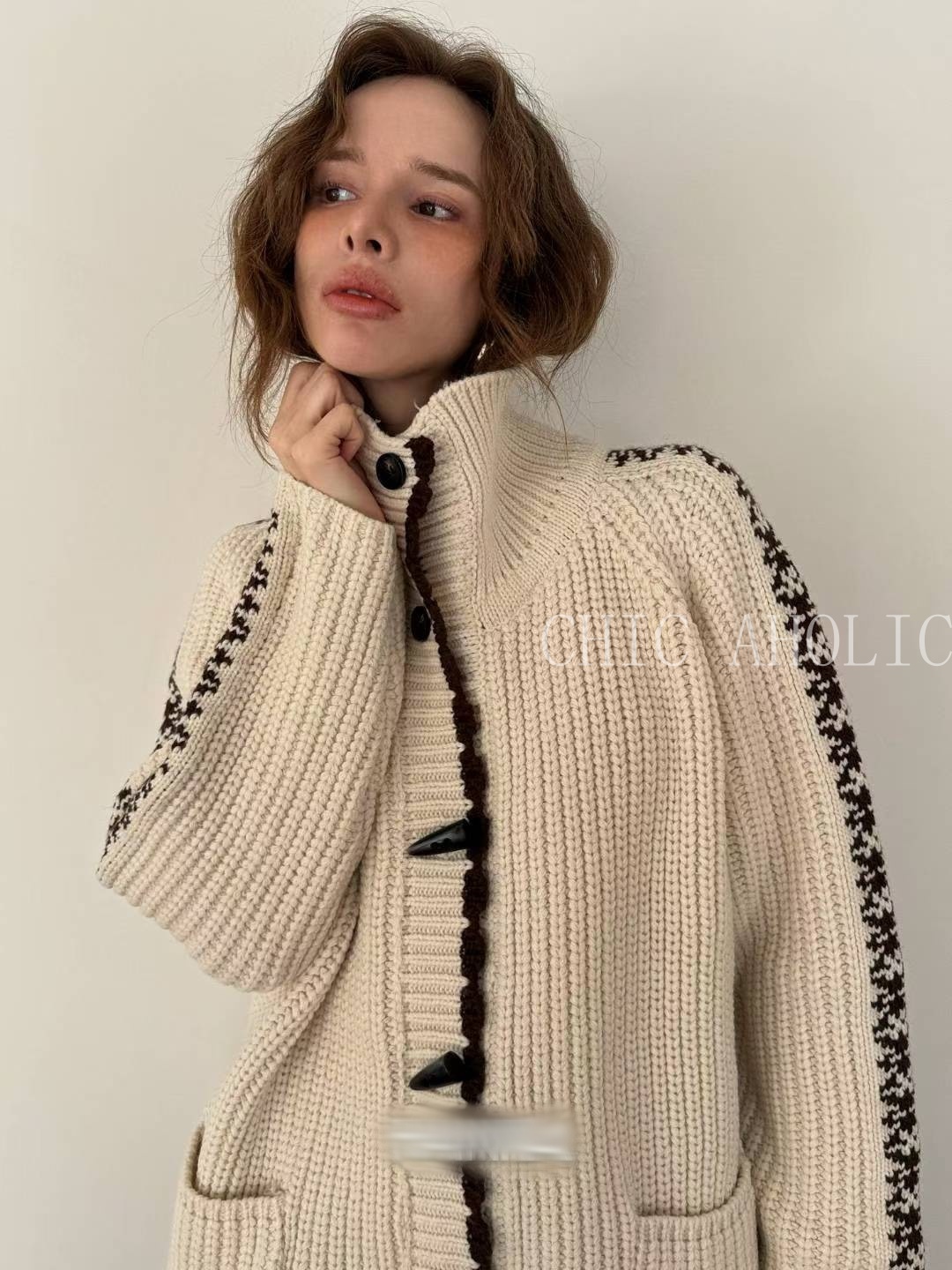 xmas33花邊毛線領針織外套