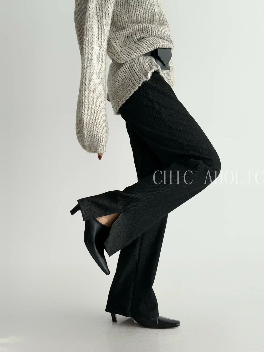 GOOD36細直條紋開衩褲