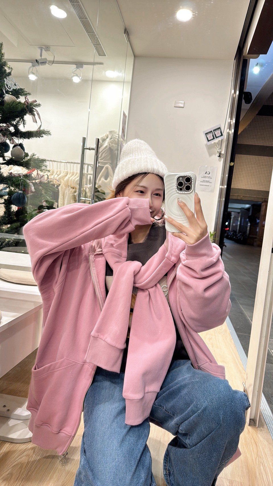 NEW22雙層帽子寬領巾外套