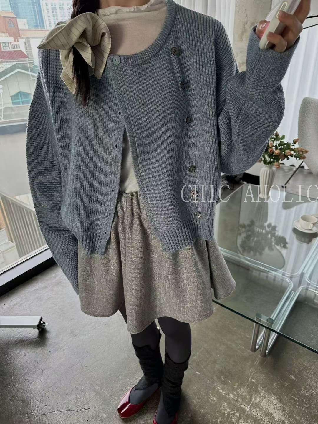 NEW53多種釦法針織上衣