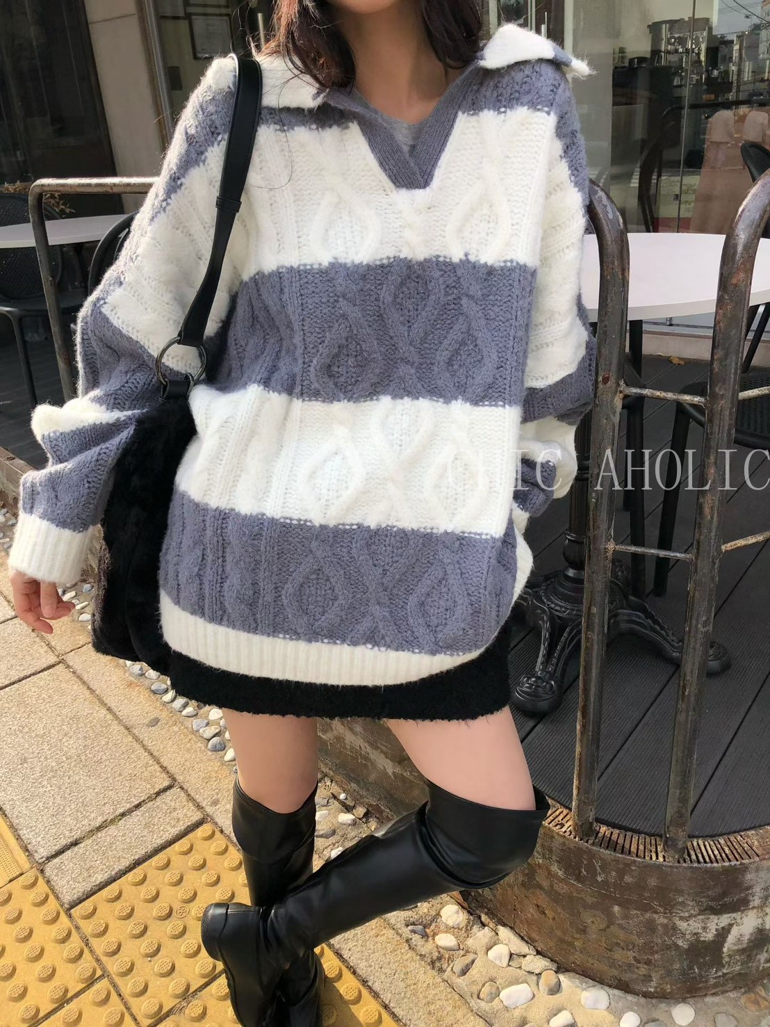 ON01寬條紋POLO領衣-限量