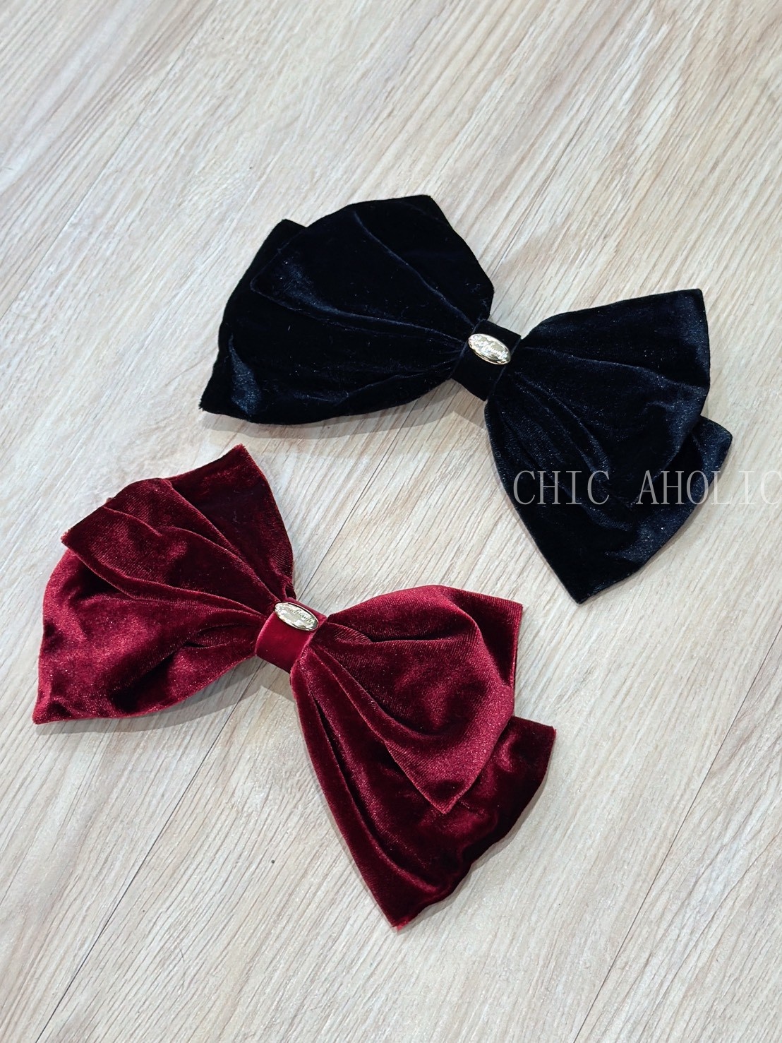 ON11中間橢金牌蝴蝶結髮夾