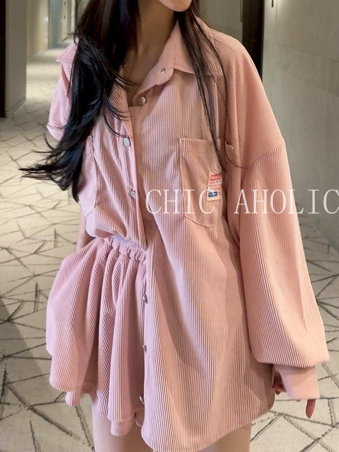 燈心絨傘擺短裙