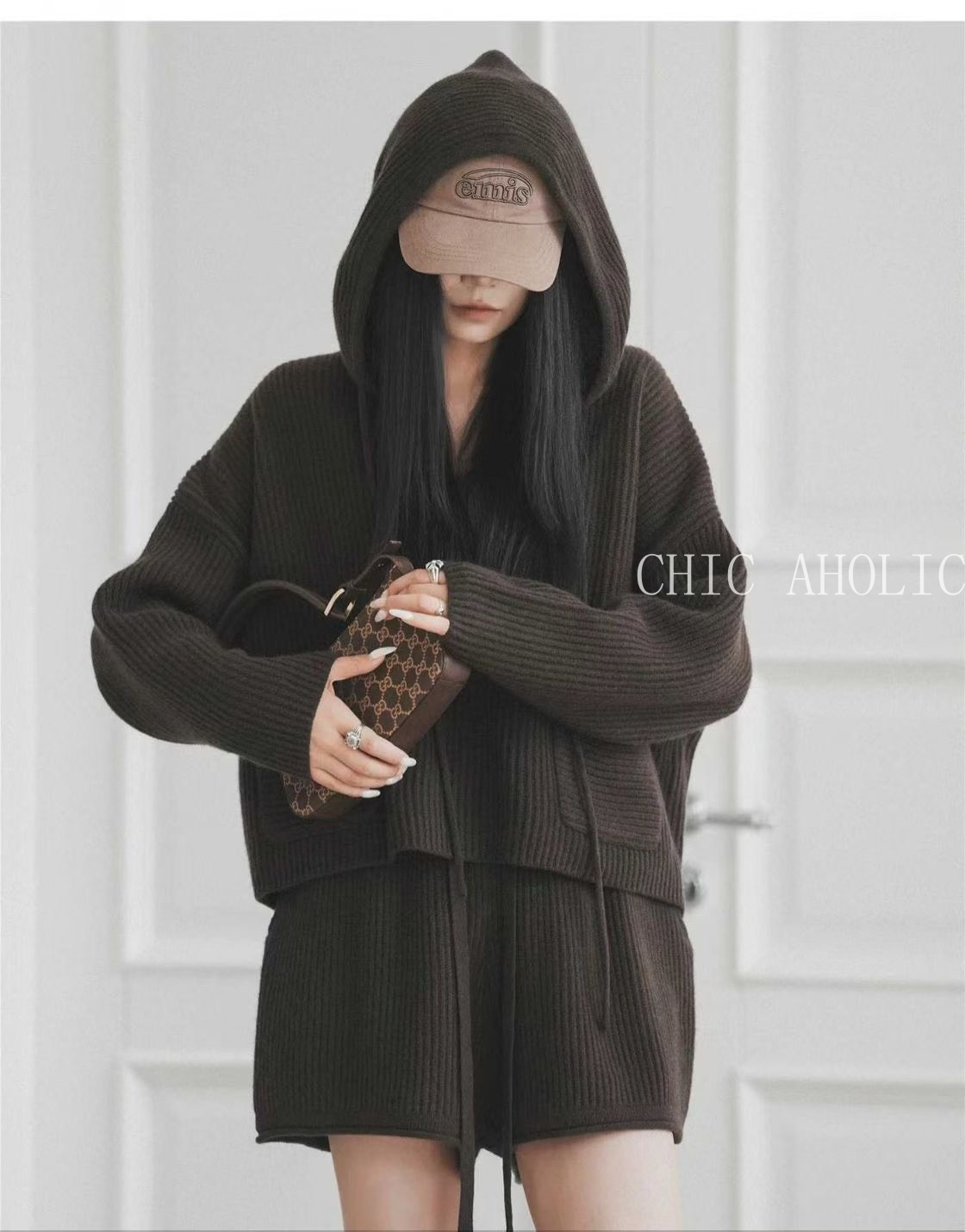 HR13雙口袋有帽短褲套裝