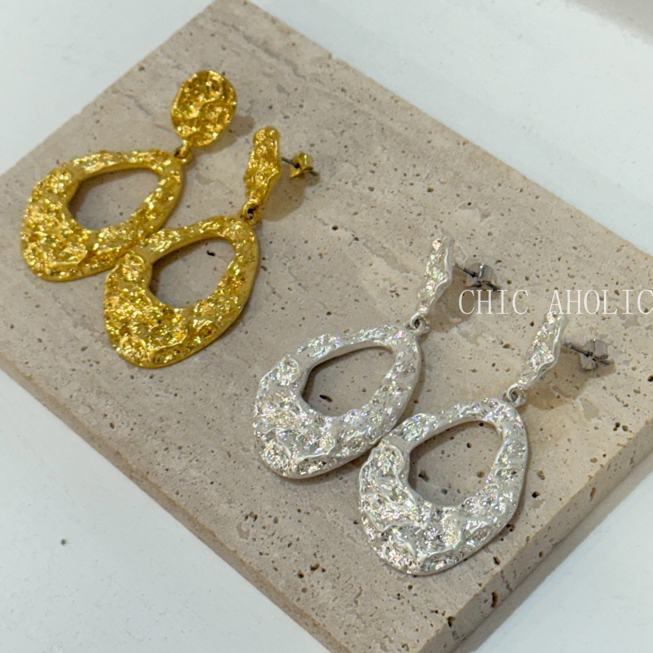 TW17錫箔洞石耳環