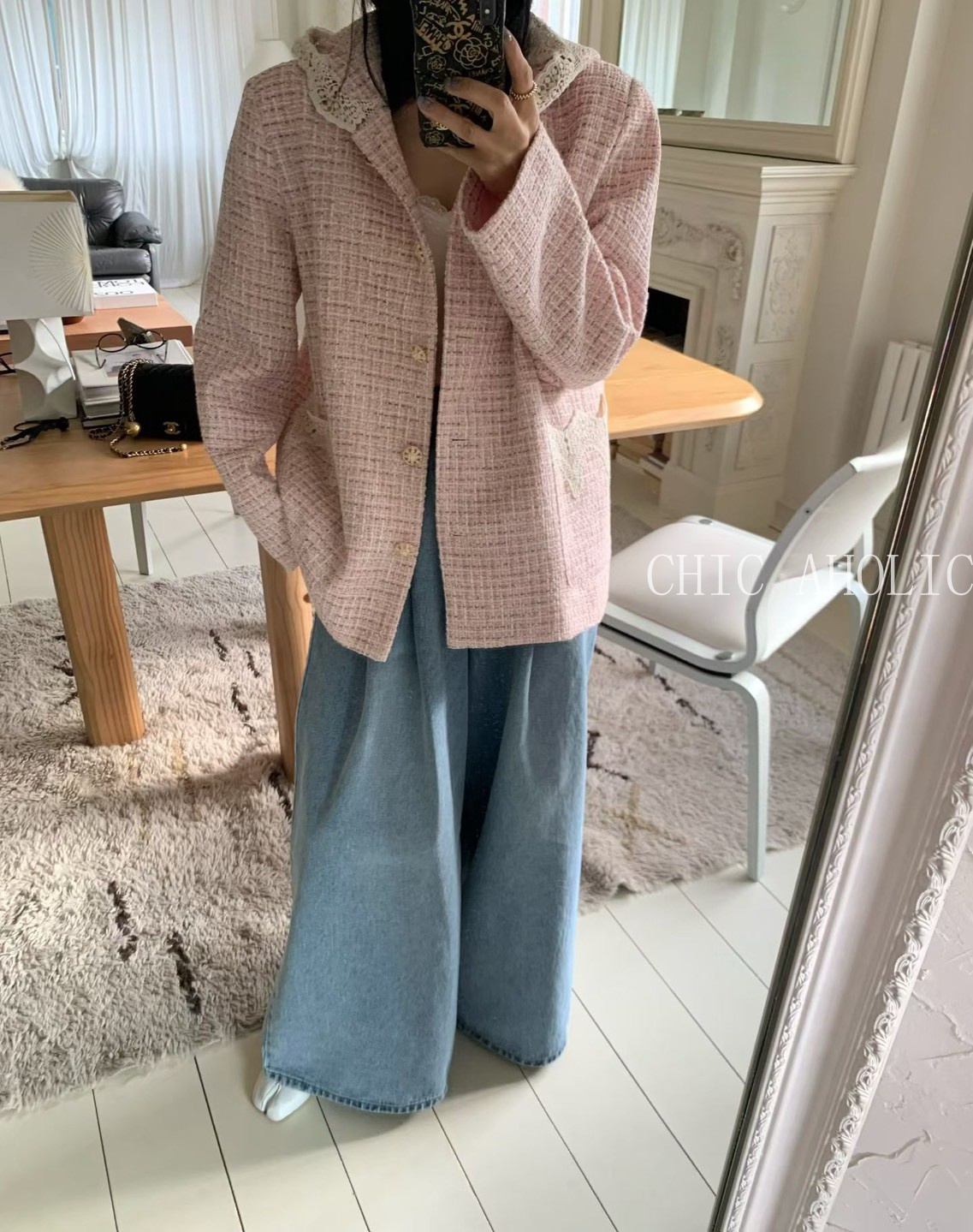 連帽毛呢小香外套