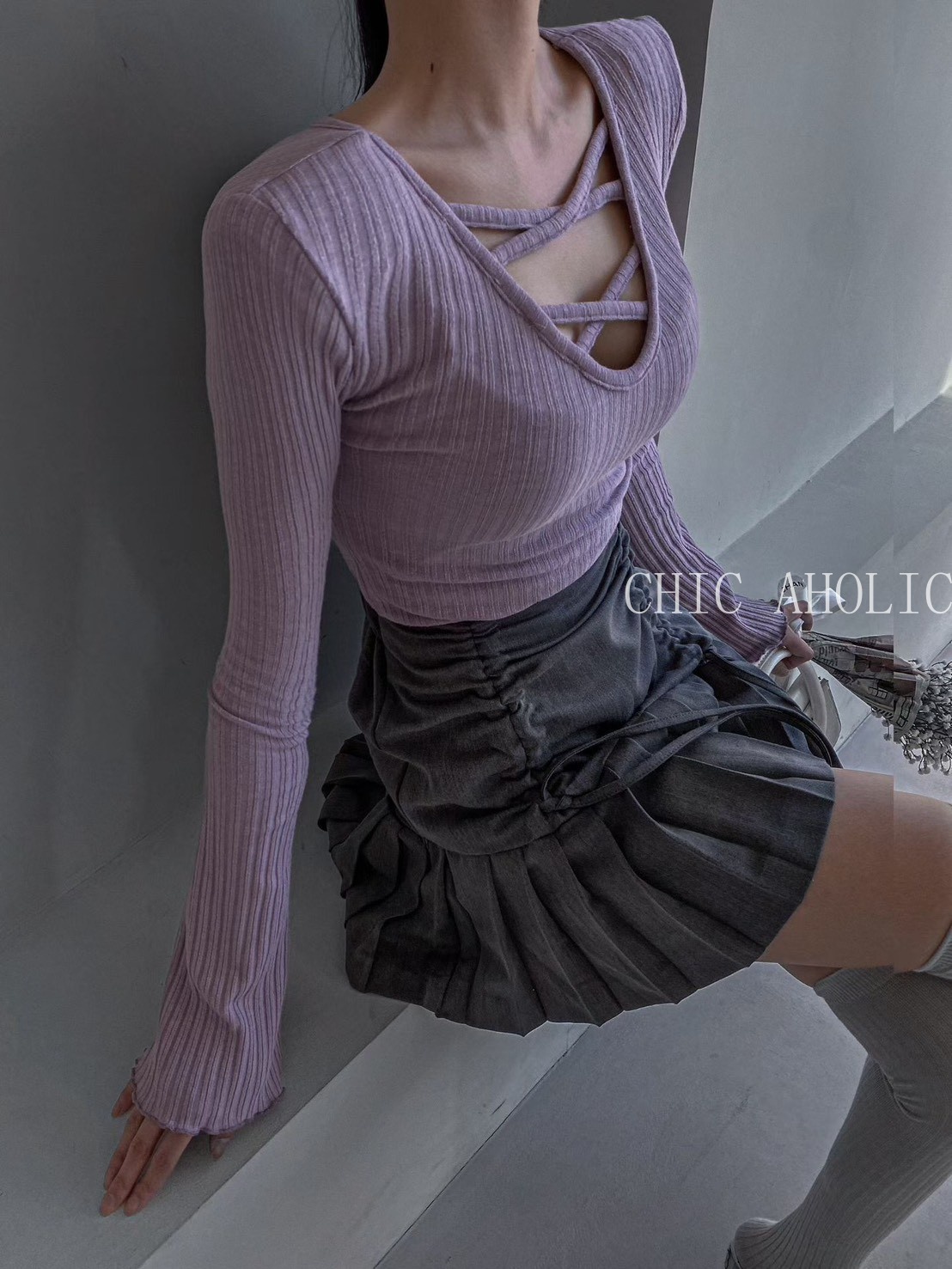 SPR22胸前雙交叉喇叭袖衣